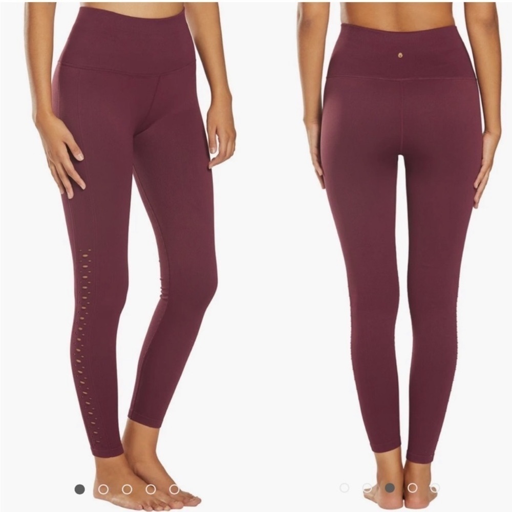 Spiritual Gangster Self Love Yoga Leggings Burgundy Maroon Cutout Rib High Rise